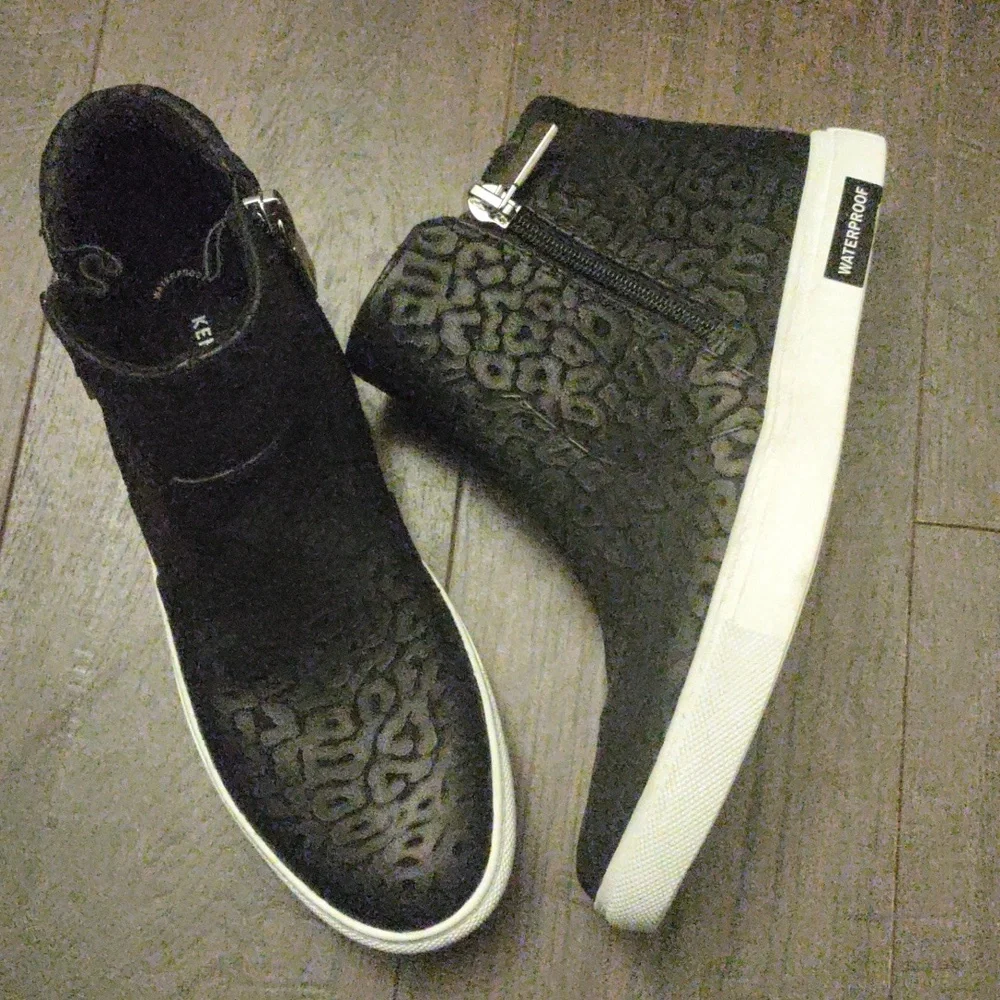 Kenneth Cole "Kiera" Waterproof Leather Embossed High Top Sneakers